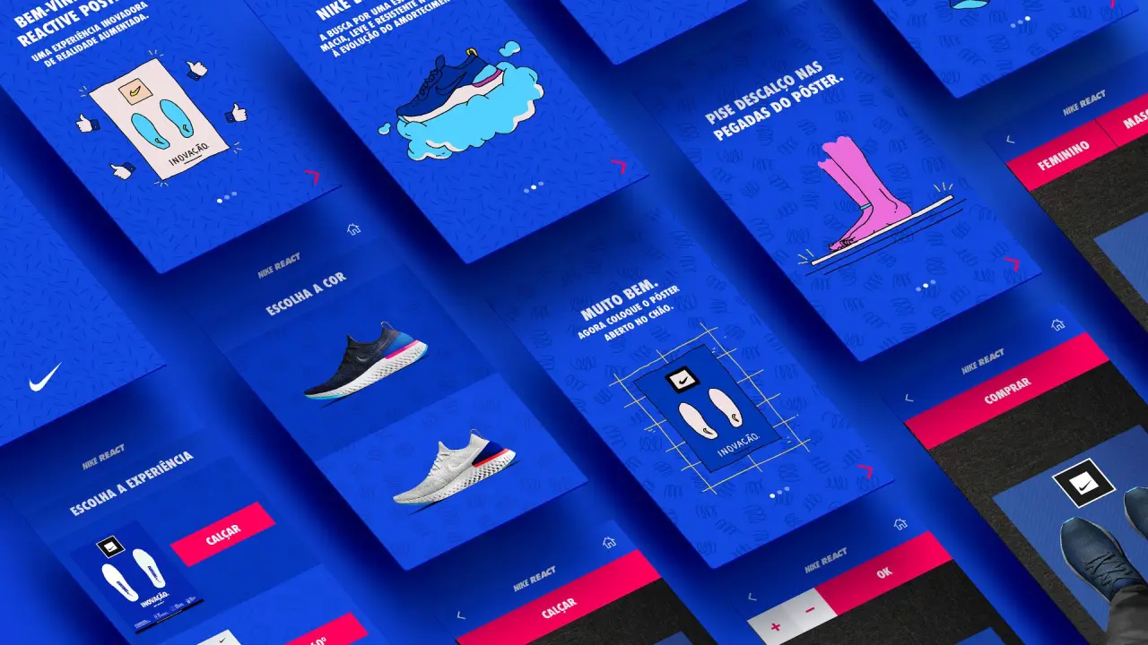Nike React digital launch experience screens